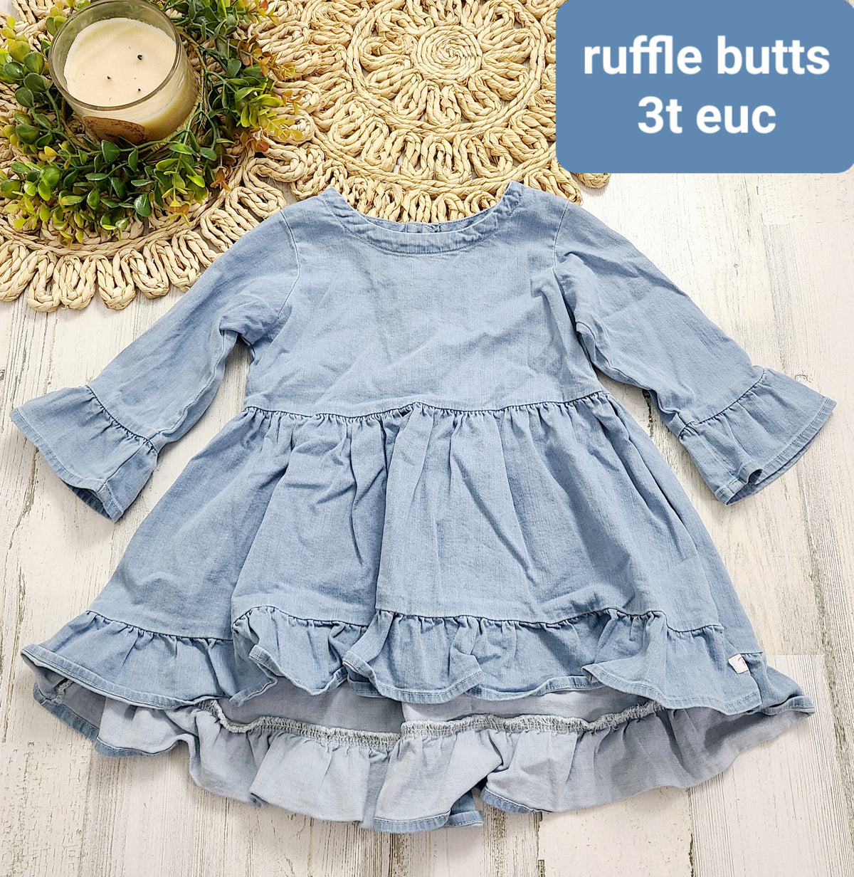 jean ruffle sleeve top ruffle butts