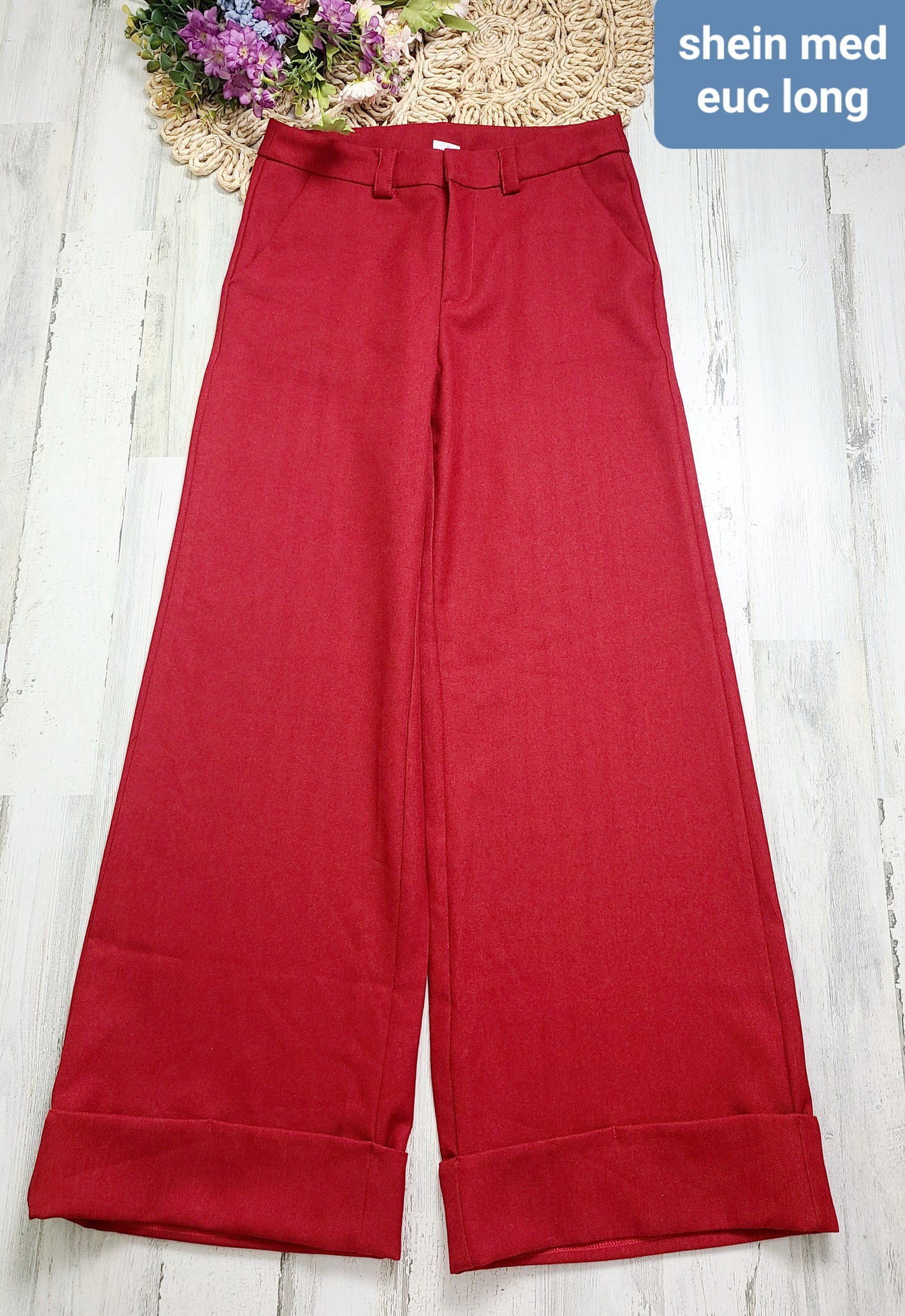 red medium long shein pants