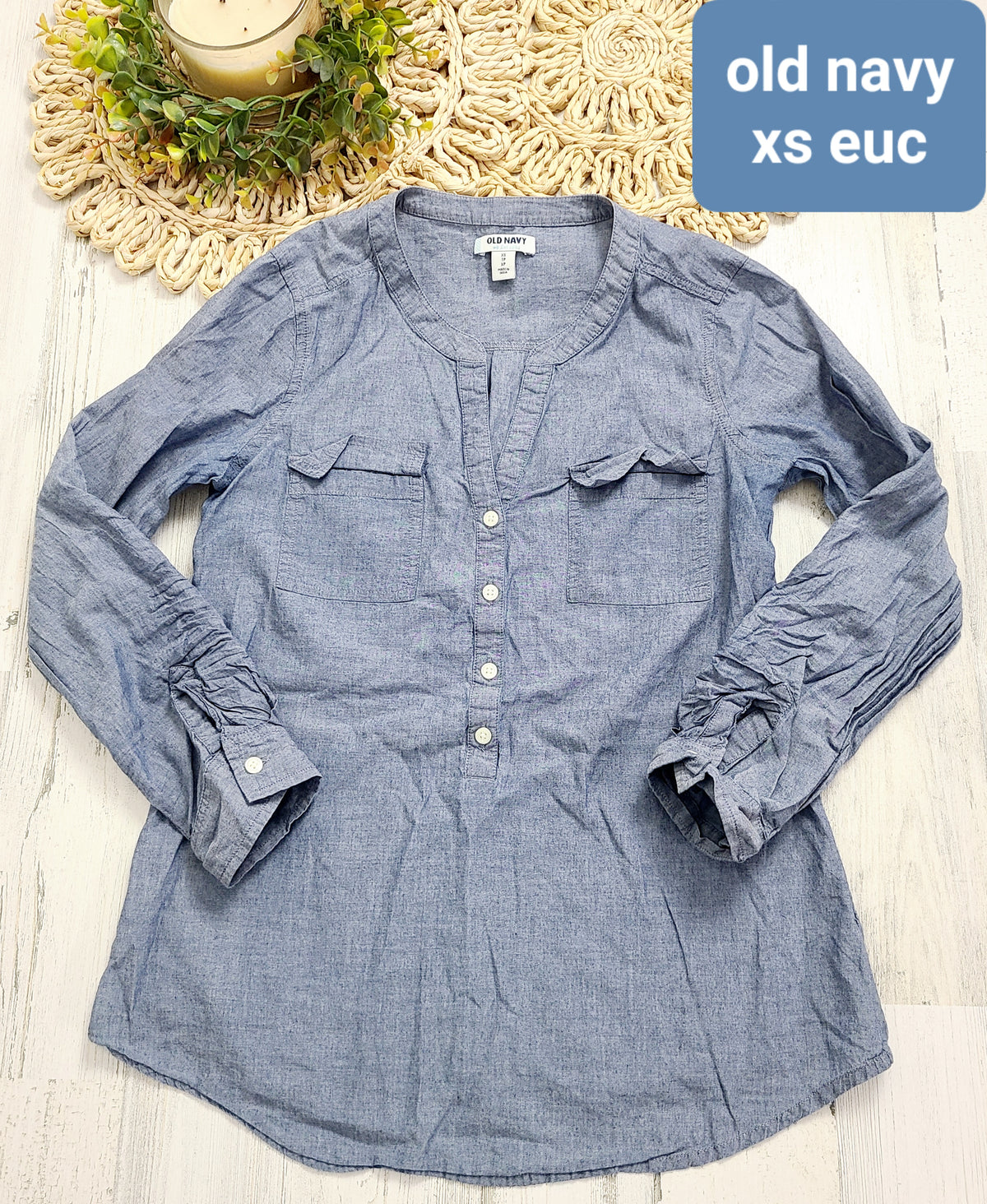 chambray top xs old navy