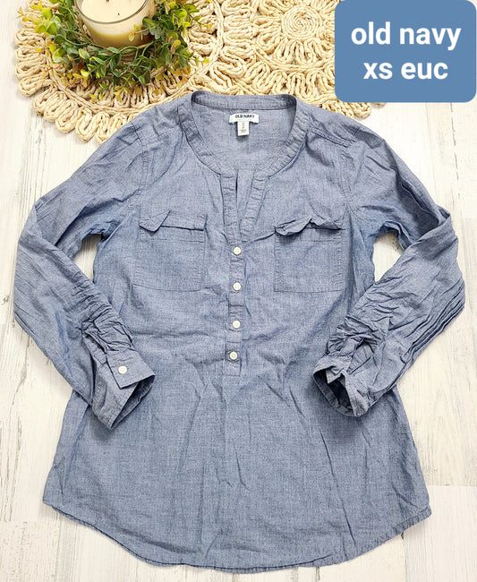 chambray top xs old navy