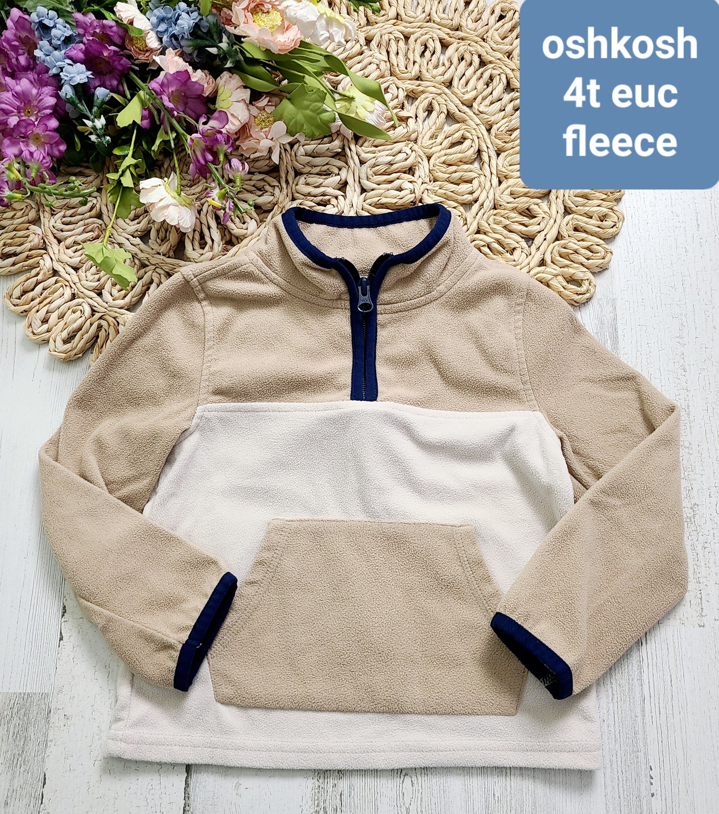 tan ivory oshkosh fleece quarter zip