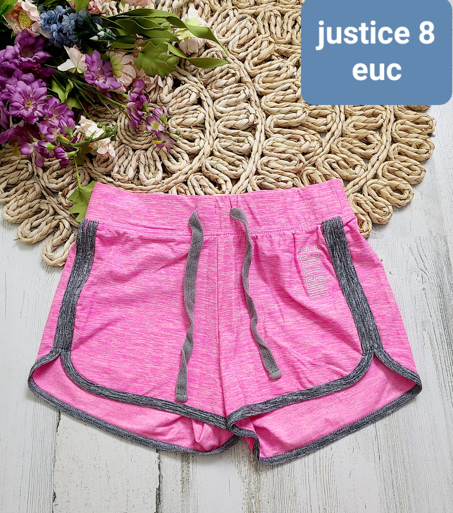 justice pink drawstring shorts