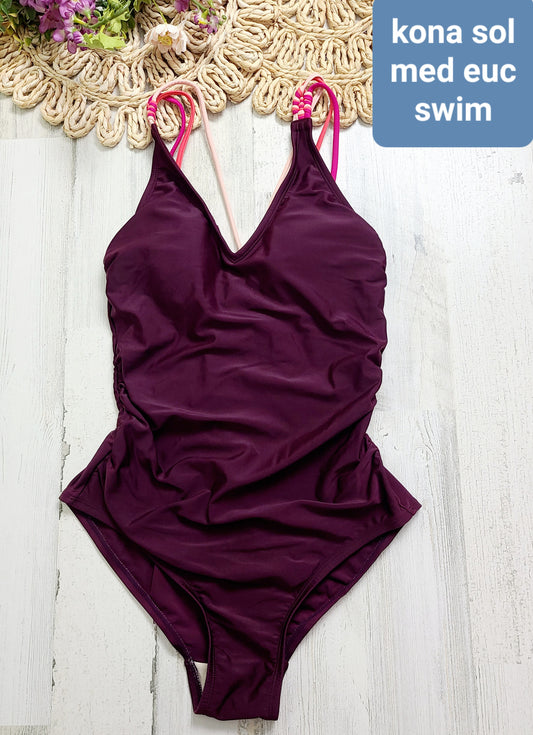 burgundy kona sol one piece swim