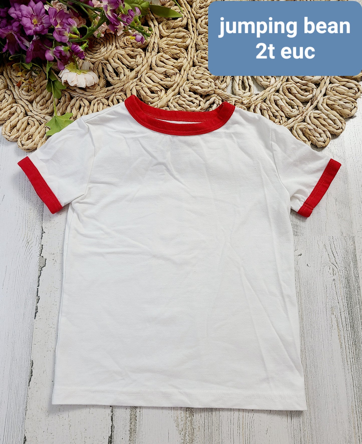 jumping bean white red trim