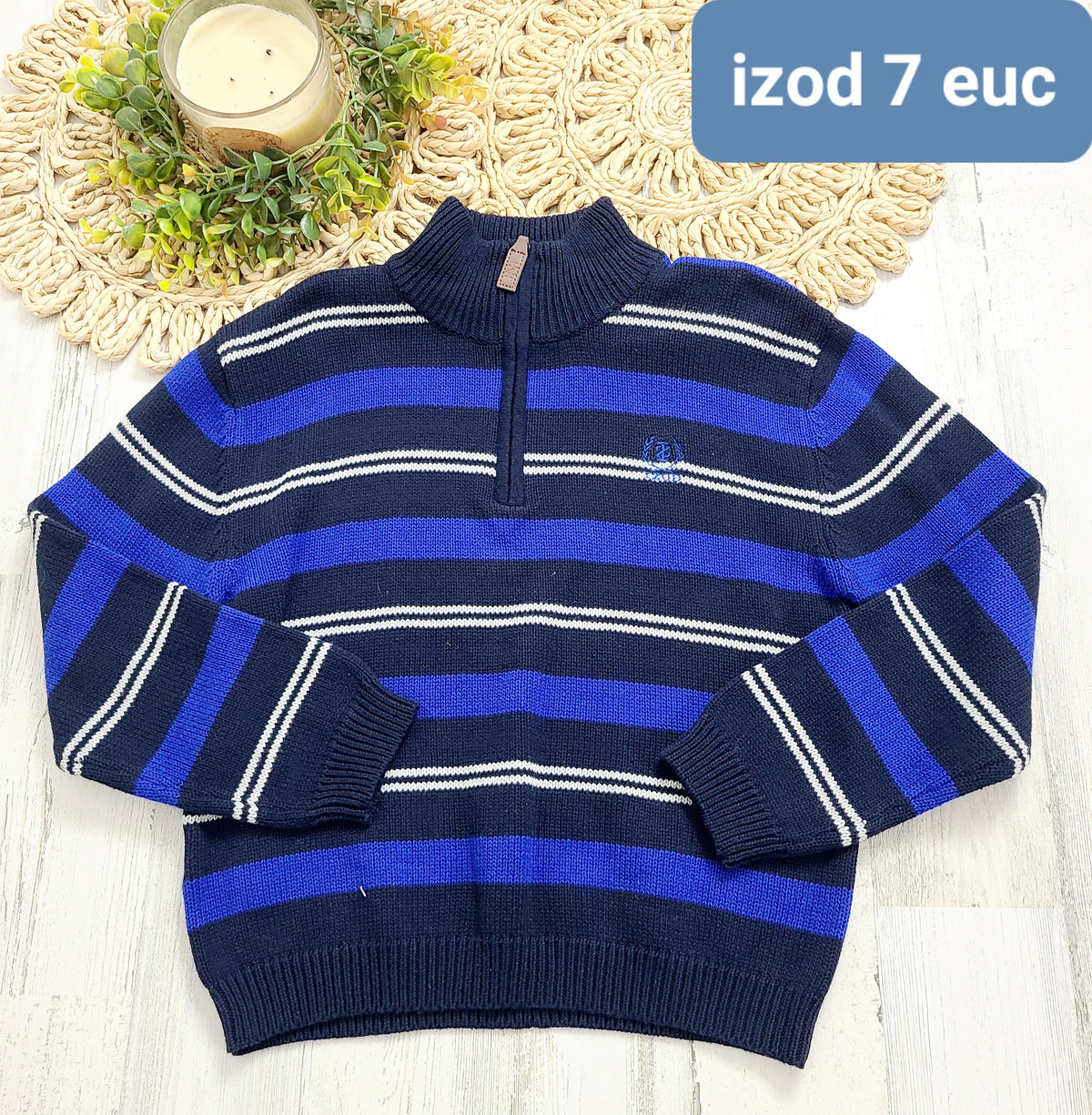blue navy striped izod sweater