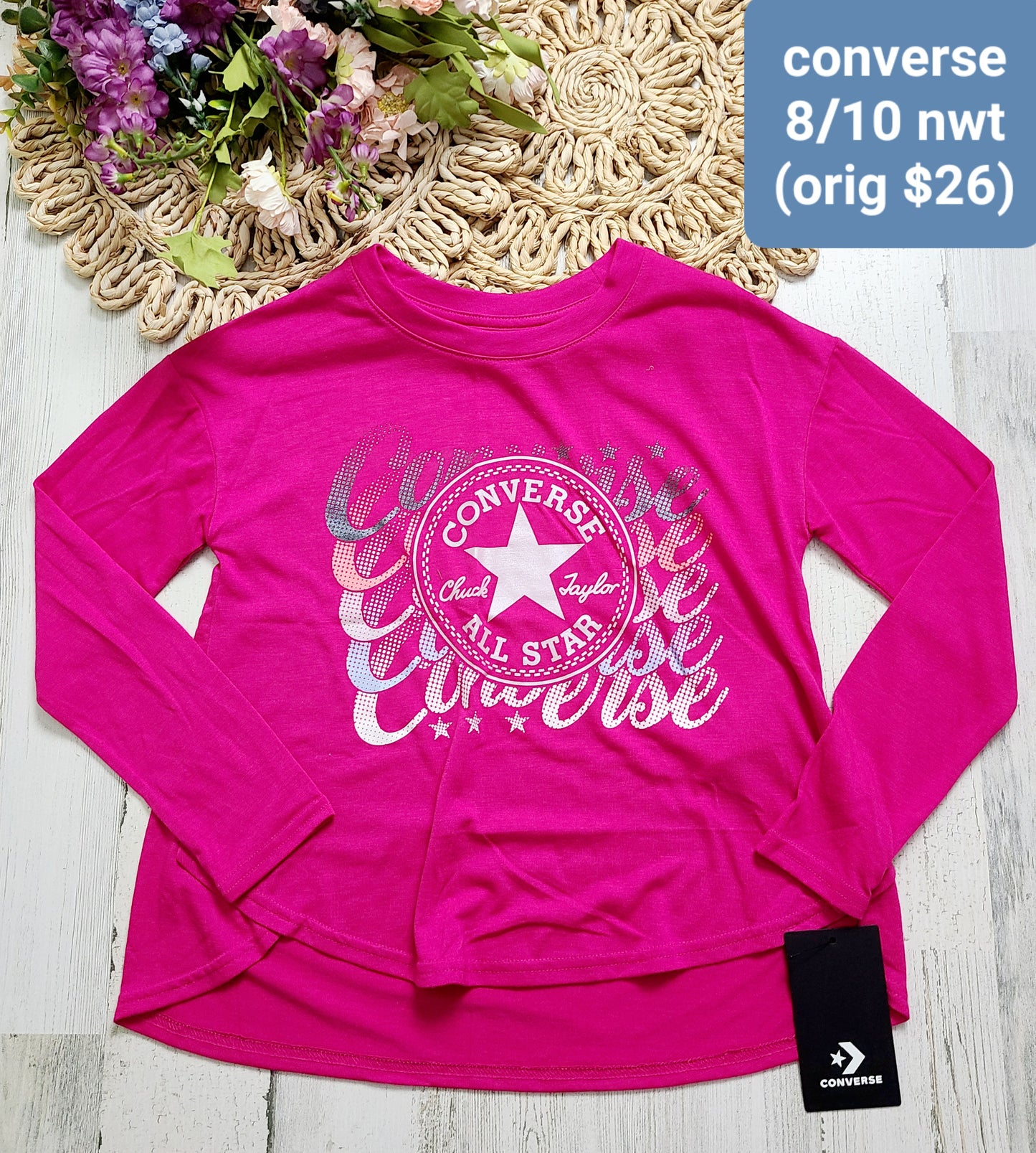 new converse pink long sleeve