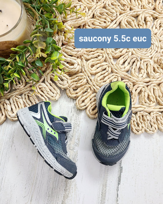 gray and lime green saucony