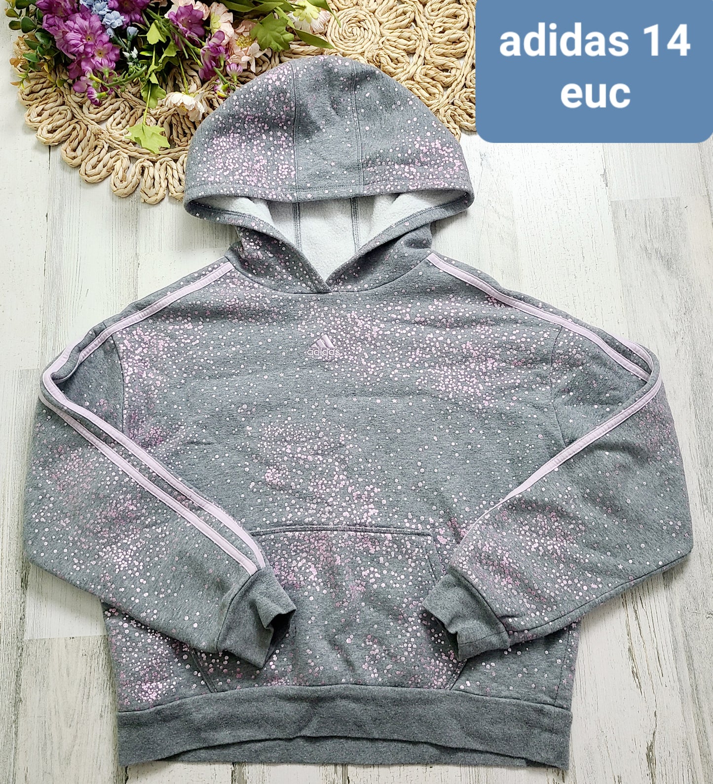 speckled gray pink adidas hoodie