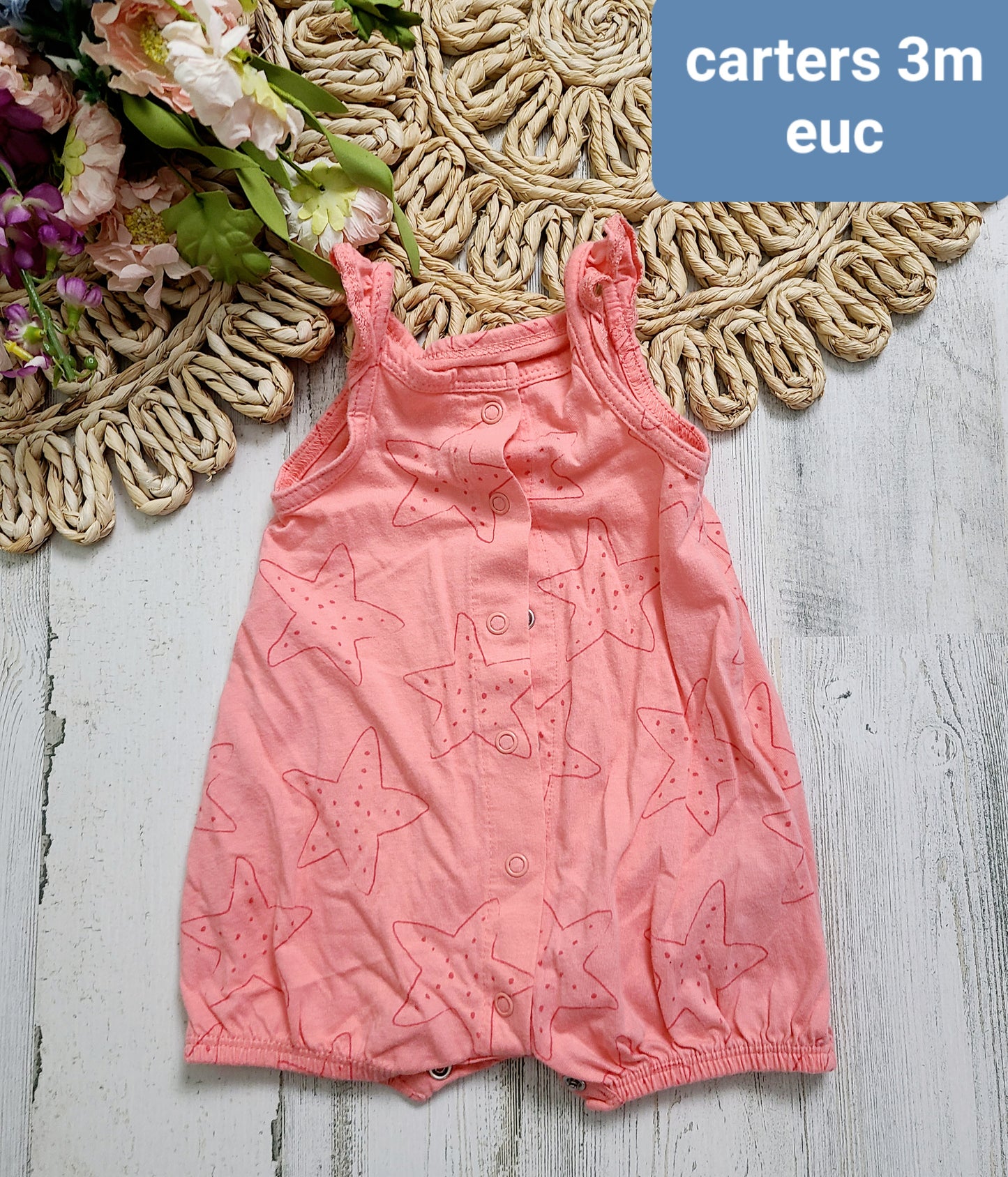star romper coral carters