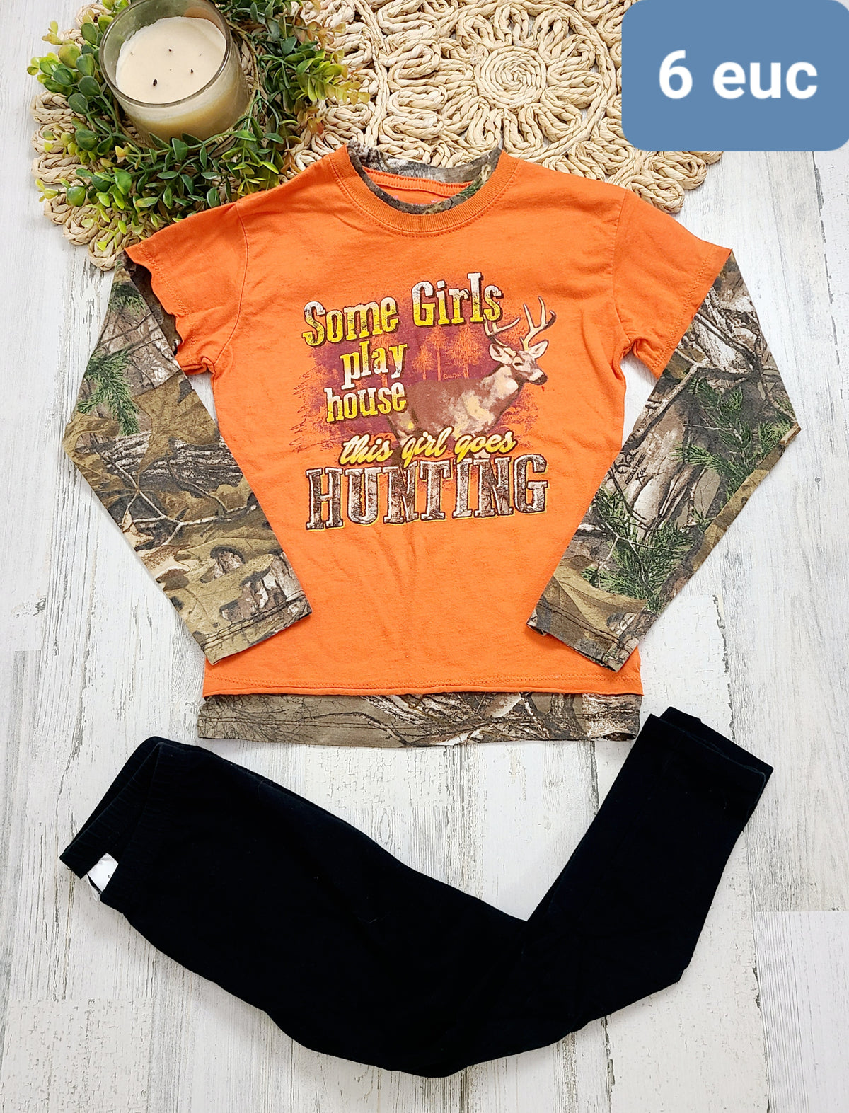 orange and camo long sleeve with leggings