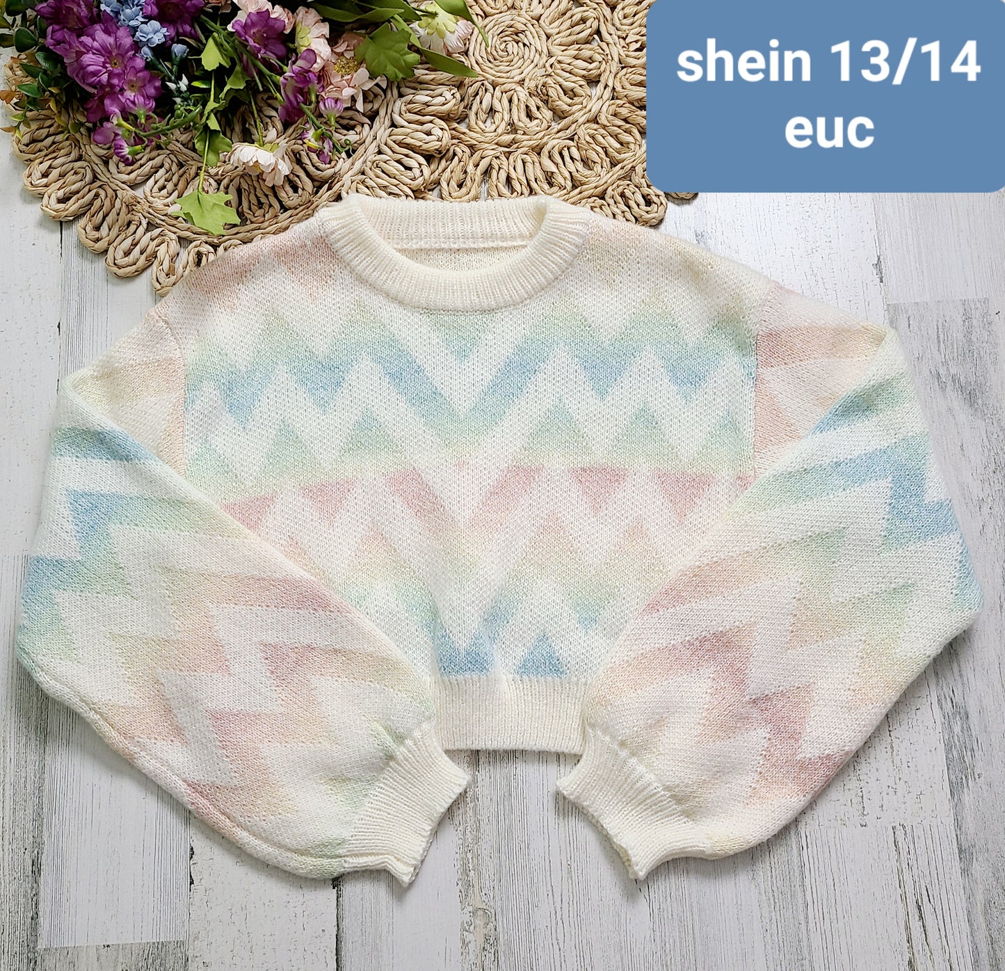 shein chevron pastel sweater