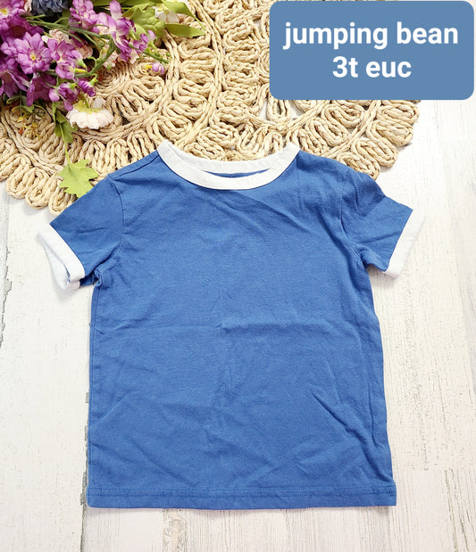 jumping bean blue tee white trim