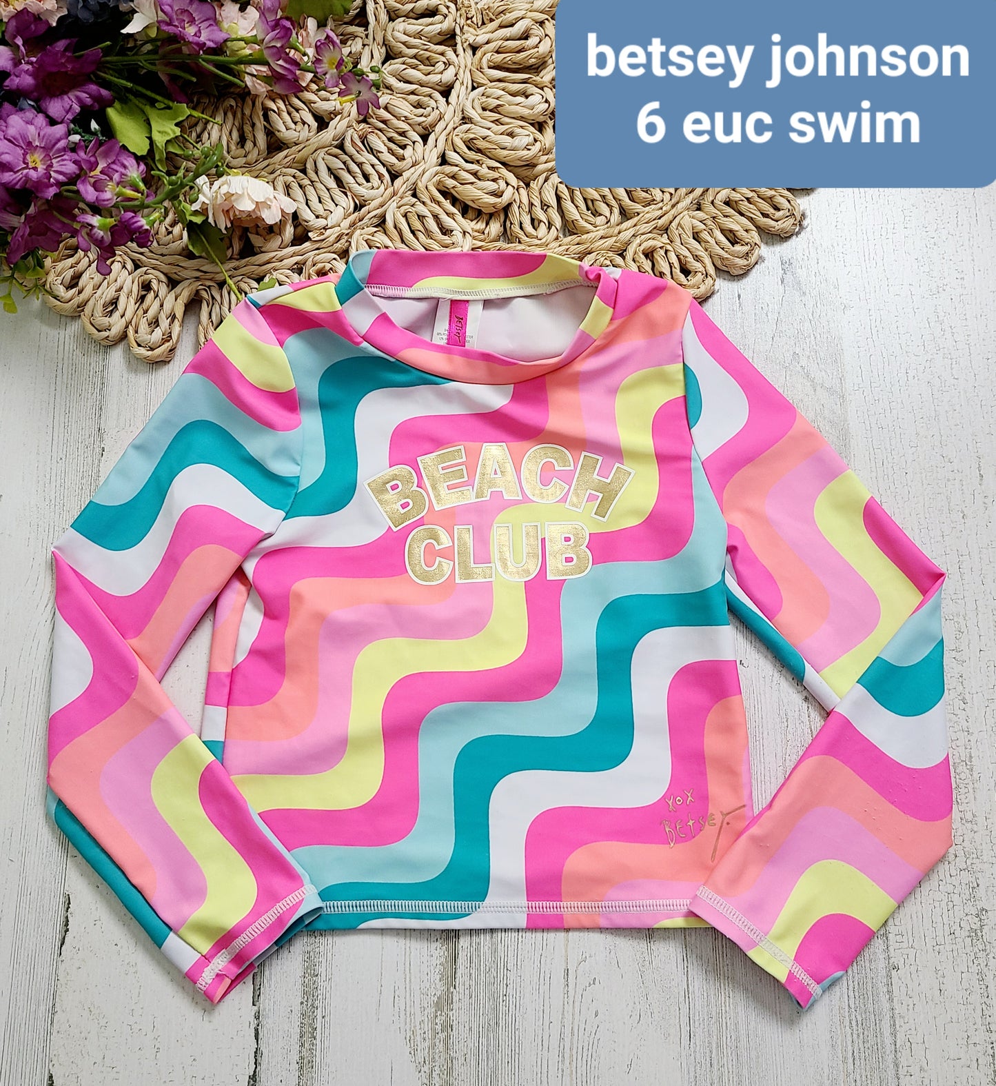 betsey johnson beach club swim top