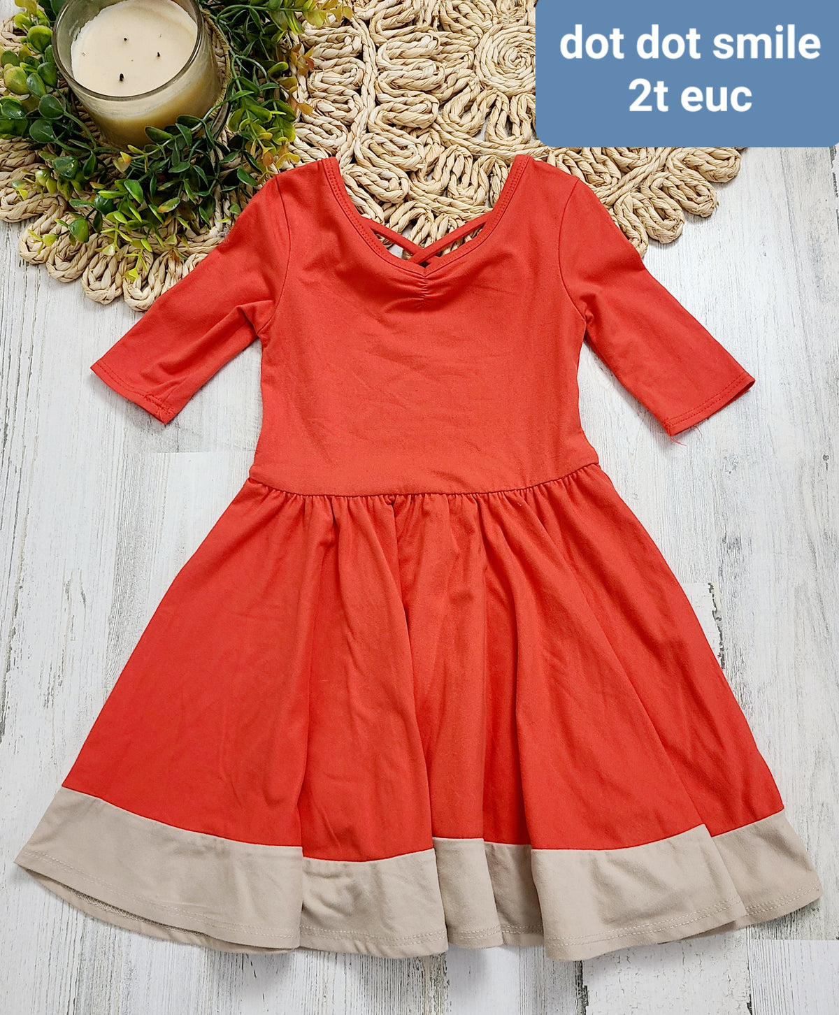 red and tan hem dress dotdot smile