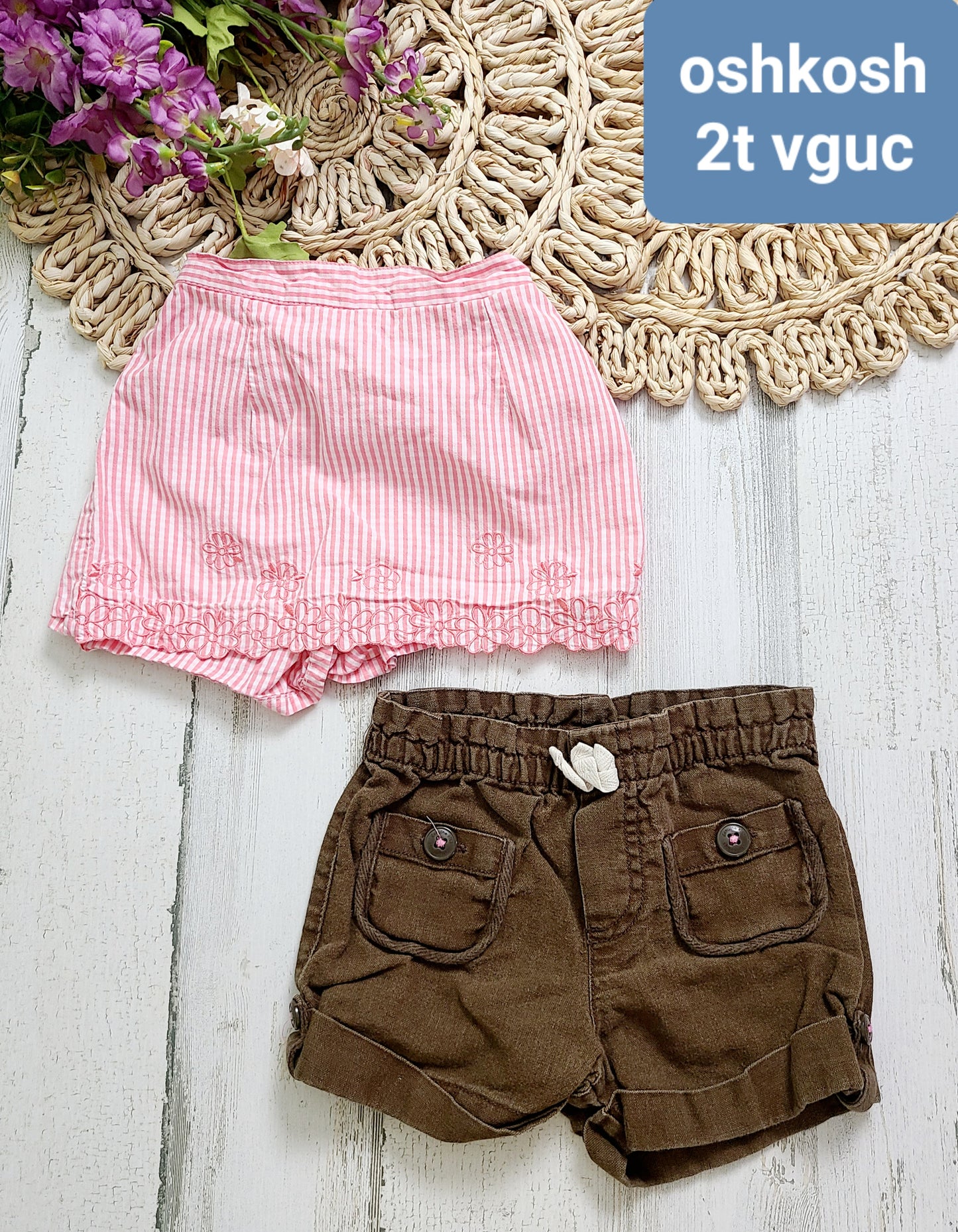oshkosh skort and brown shorts