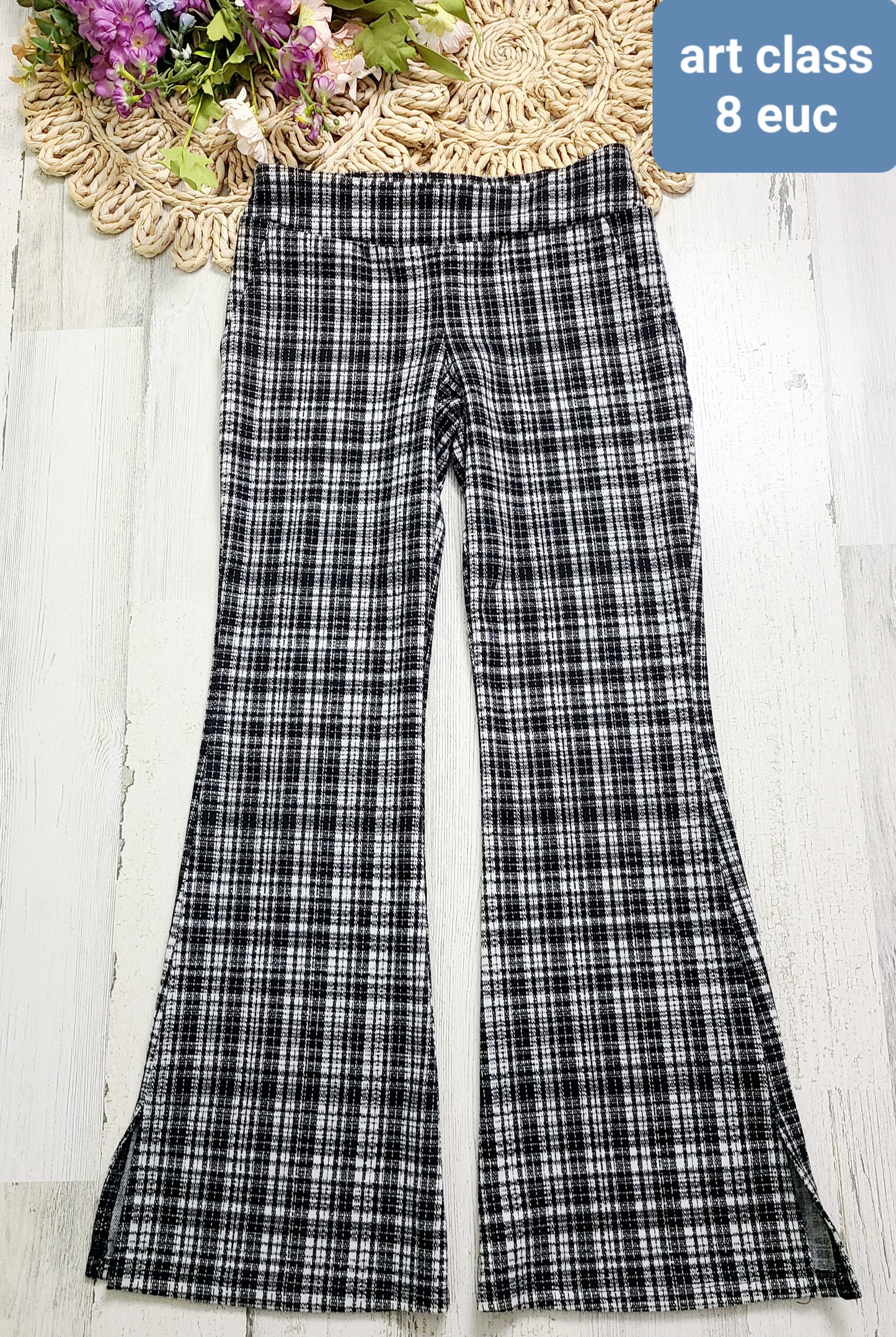 plaid flares side slits art class