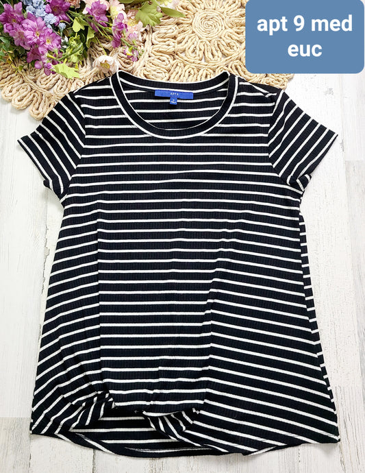 apt 9 striped front tuck tee