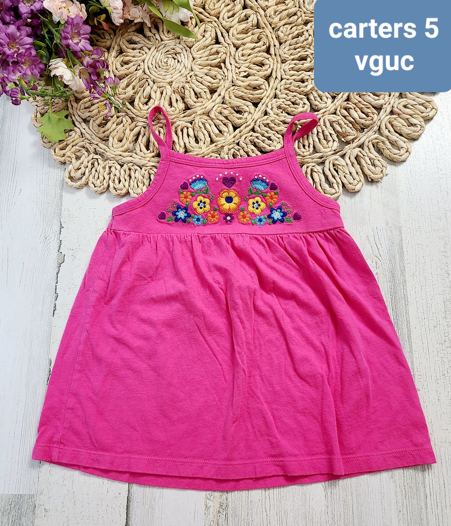 carters pink embroidered tank