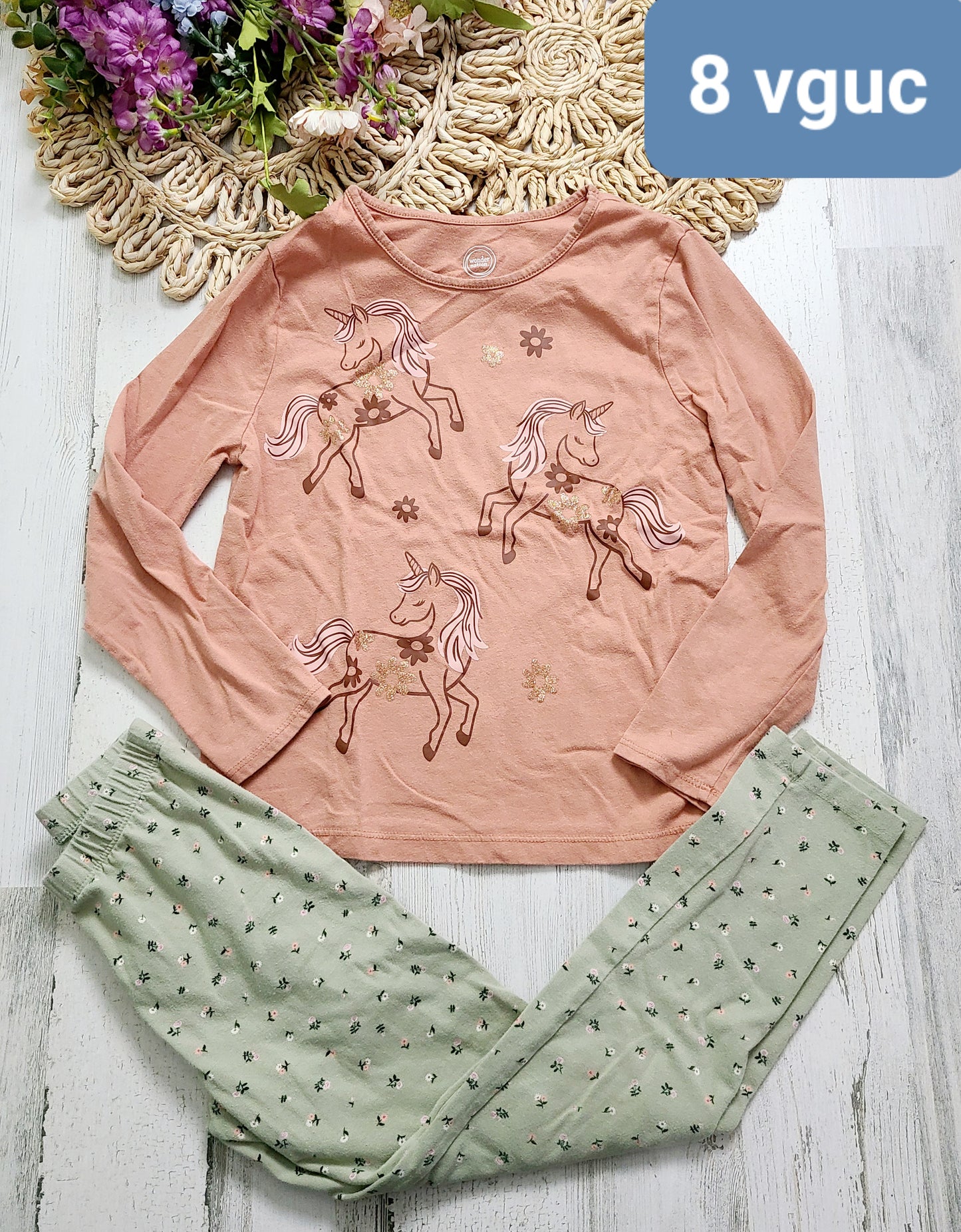 unicorn top and green pants
