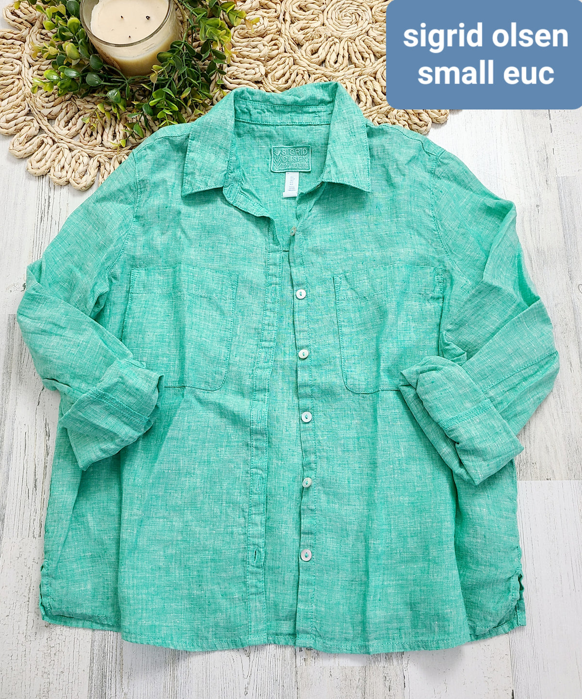 green sigrid olsen button down