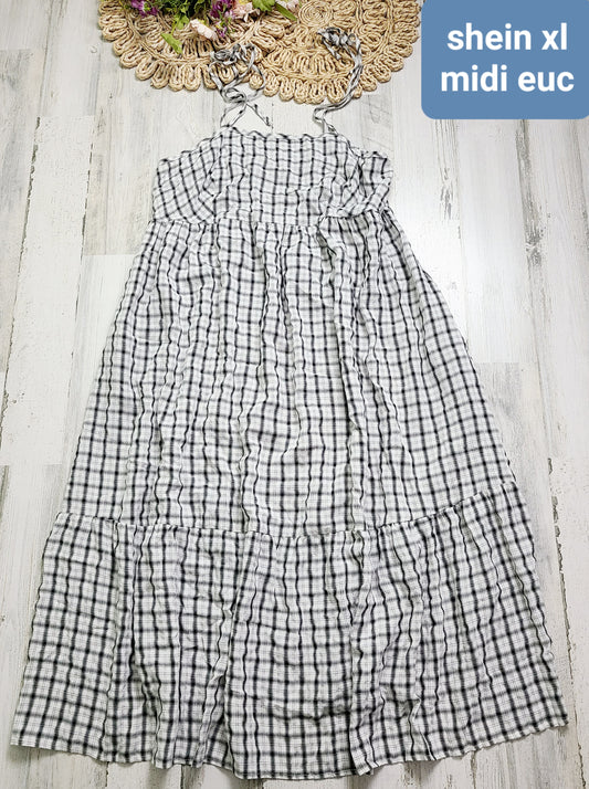 plaid shein dress midi