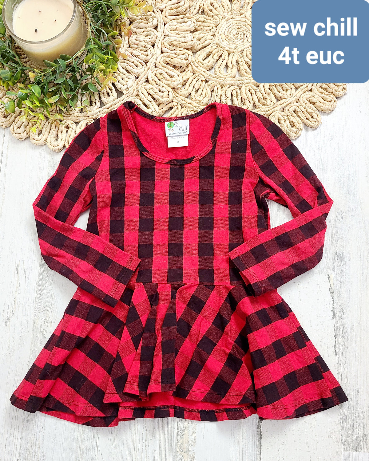 red and black checkered sew chill top