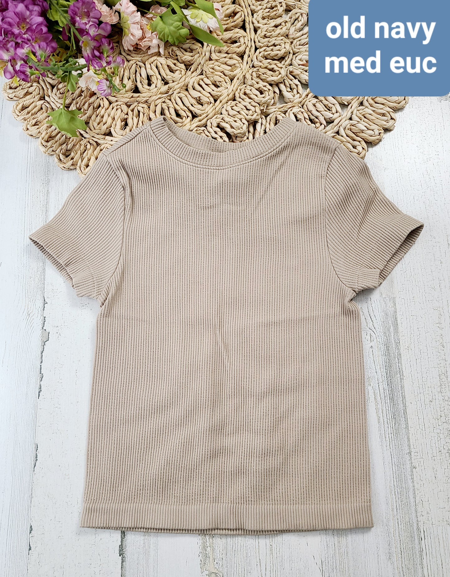 tan ribbed short sleeve old navy