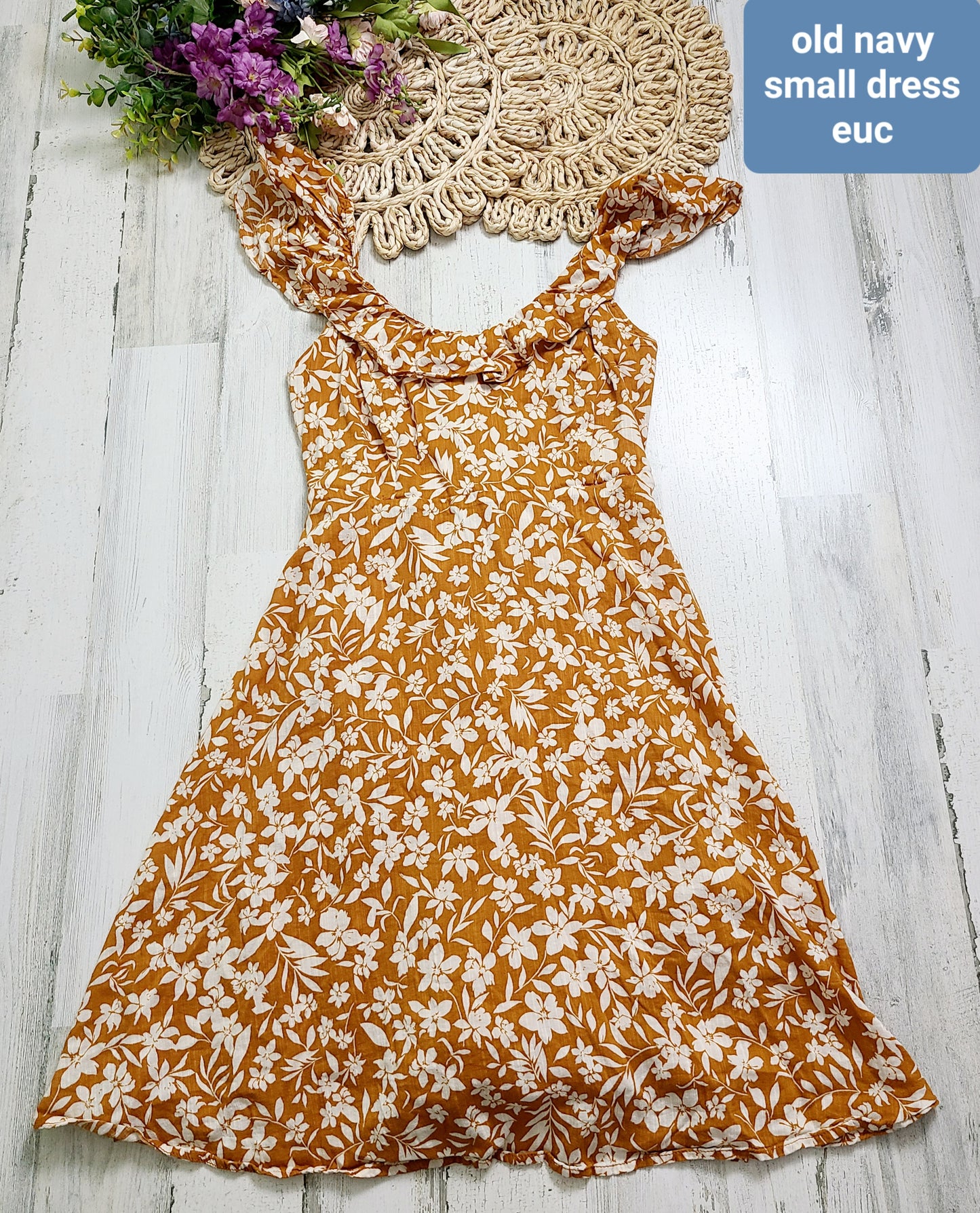 burnt orange floral dress old navy