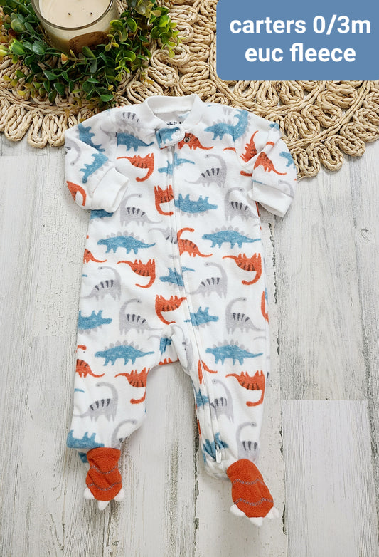 dino pj fleece white blue orange